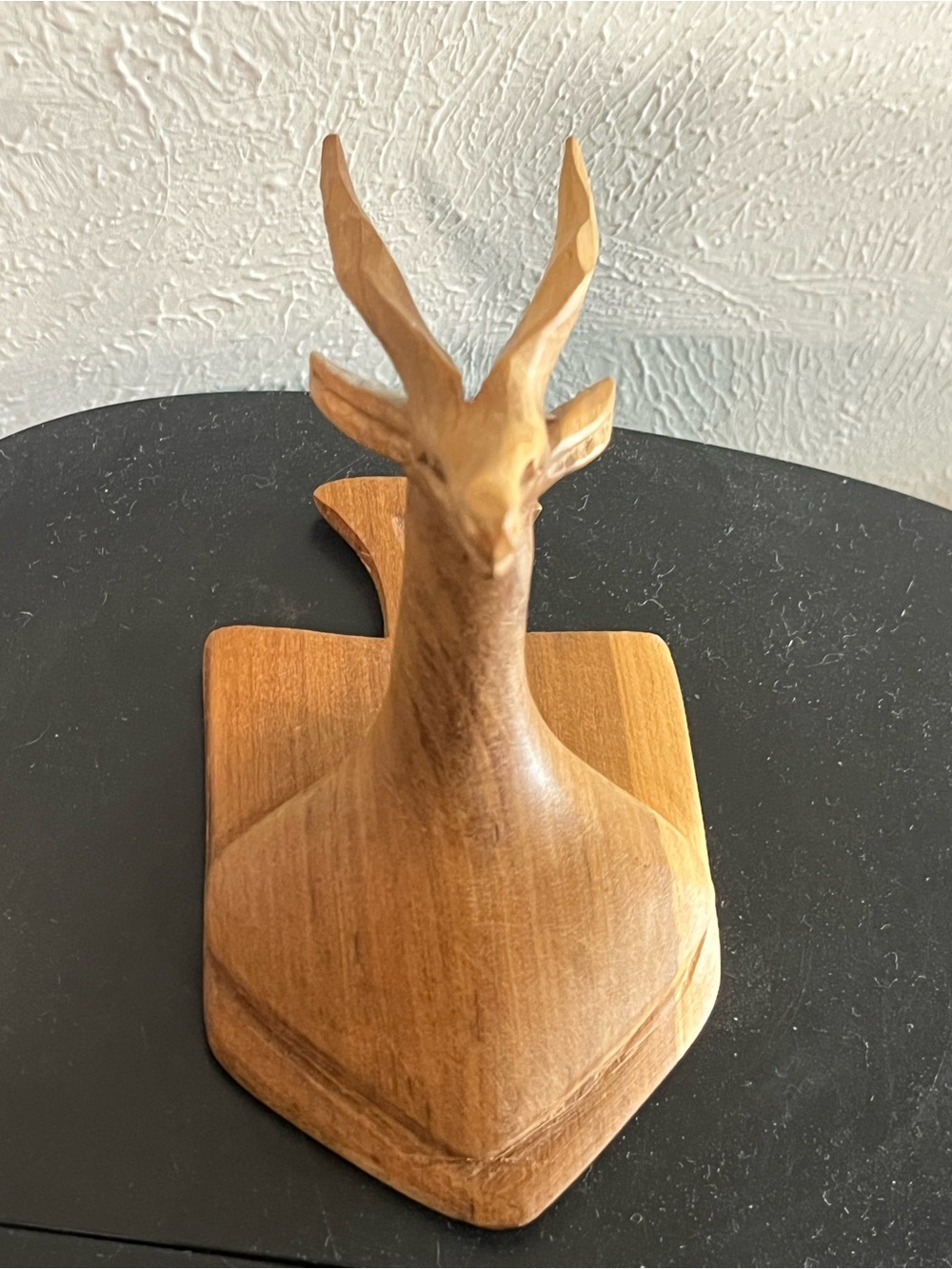 Handcrafted Wooden gazelle  wall hanging - Natural Brown